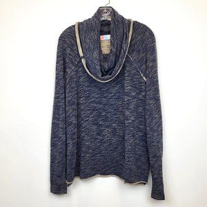Free People Beach Gray Cocoon Cowl Neck Raw Seam Pullover Sweater, One Size, EUC